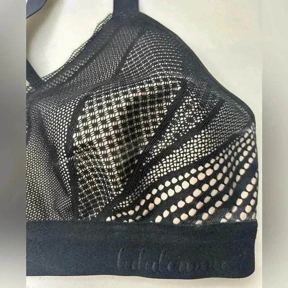 Lululemon Awake To Lace Bra Size 32B Black/Barely Beige Mesh Racerback - Picture 4 of 7
